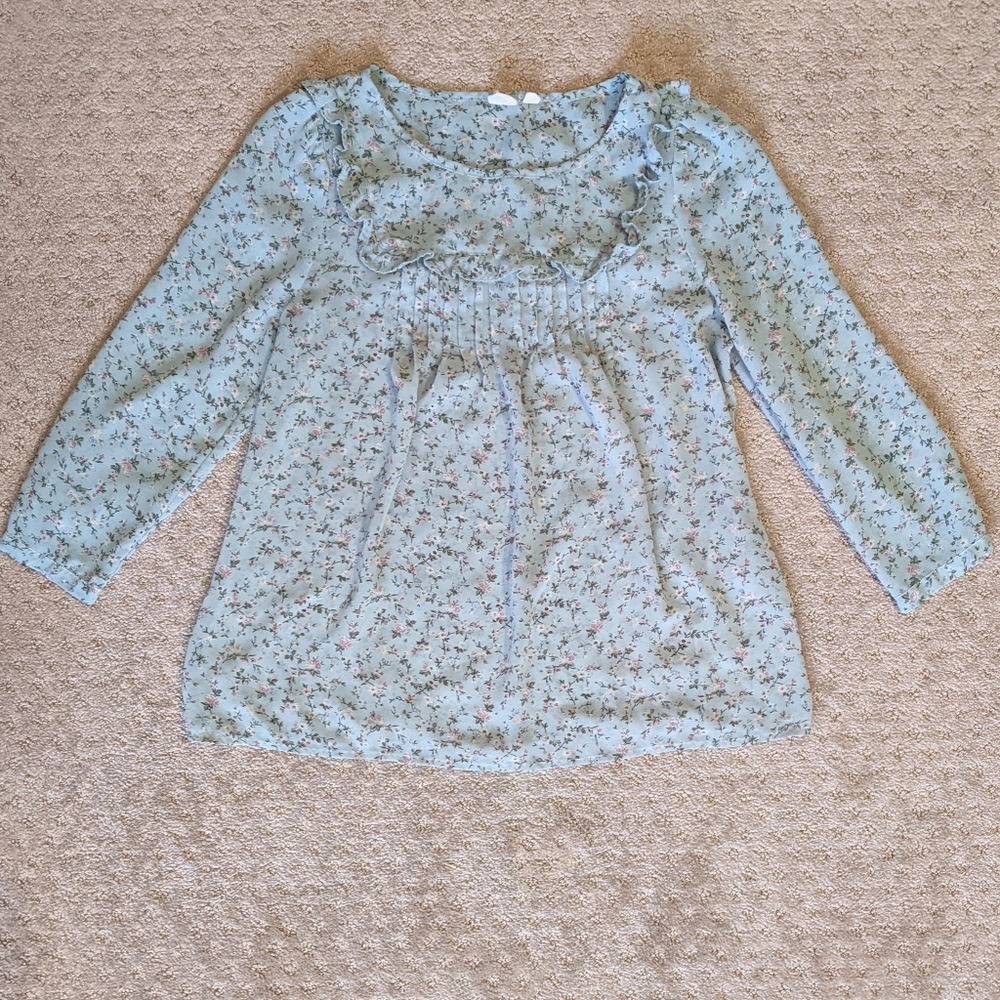 2/$9 Gap mint green floral blouse